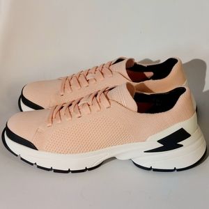 Neil Barrett pink knitted Bolt lace-up sneakers, EU41, NWT